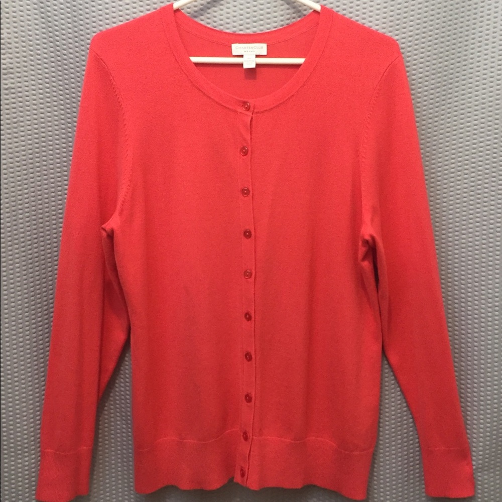 Charter Club coral button front cardigan